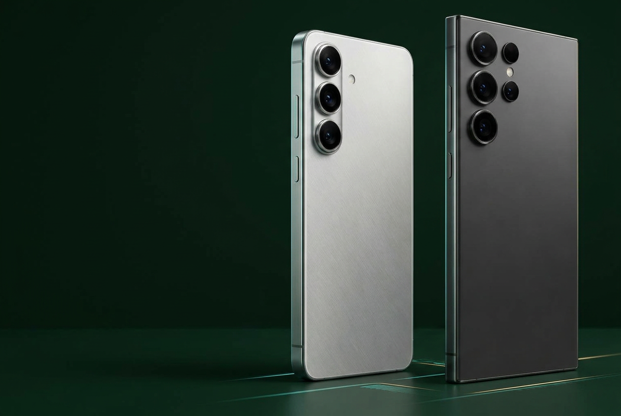 Illustrative silver and graphite smartphones